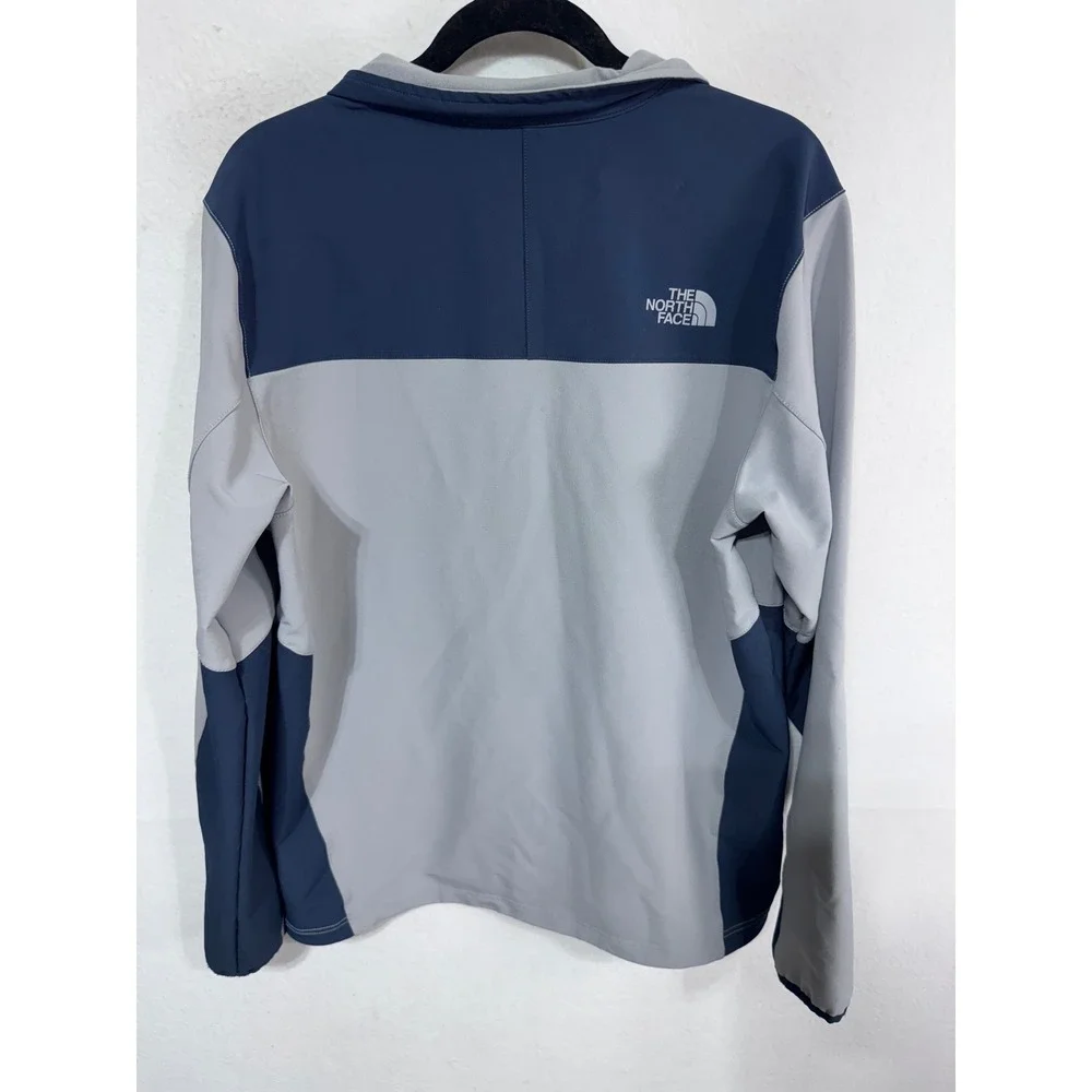 The North Face Men's Large Gray Blue Softshell Jacket Coat Windwall Full Zip
